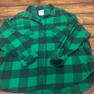 Aerie Emerald and Black Checkered Shirt